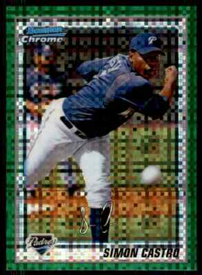 2010 Bowman Chrome Green X-Fractor Simon Castro San Diego Padres