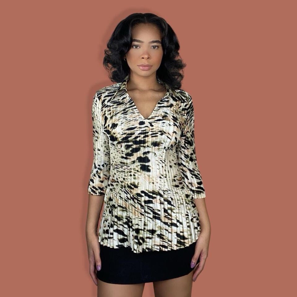 Funky Pattern Ribbed Blouse - image 1