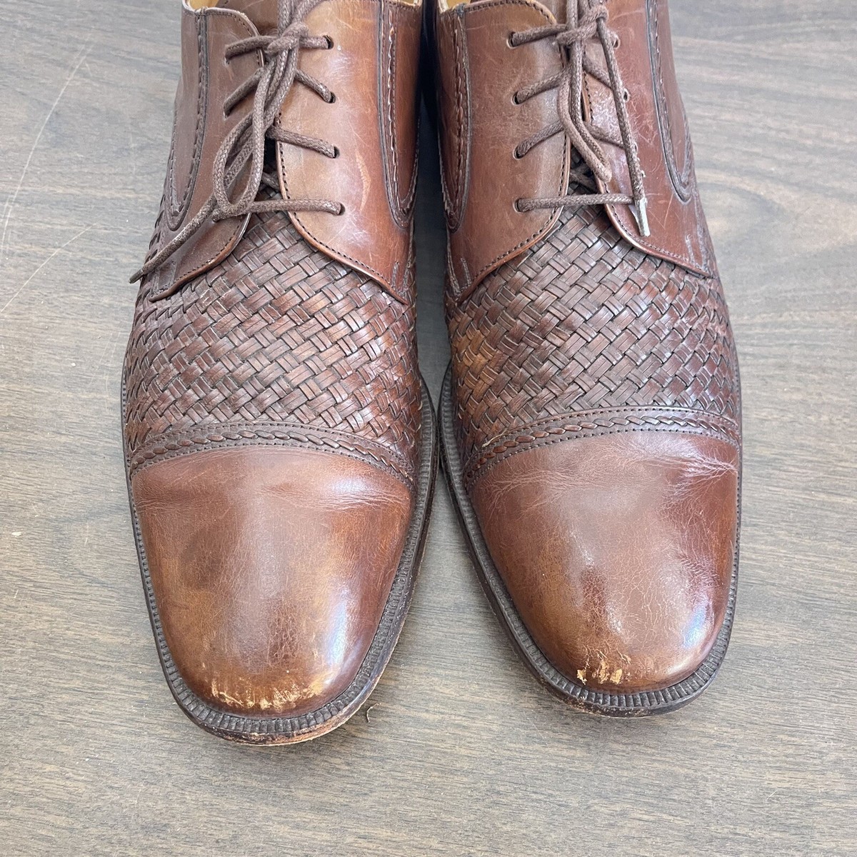 PRINCIPE Brown leather Basket Weave Oxfords mens size 9 PRINCIPE WOVEN BROWN LEATHER OXFORD DRESS SHOES Mens Sz 13 M  main image 4