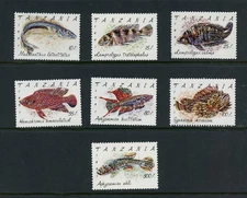 O690  Tanzania  1992  fish marine  7v.  MNH