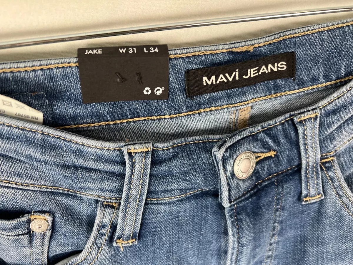 $148 NEW Mavi Jeans JAKE Slim Leg Stretch Light Brushed Feather Blue Sz 31  x 34