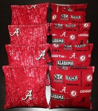 8 CORNHOLE BEANBAGS made w University of ALABAMA CRIMSON TIDE Fabric