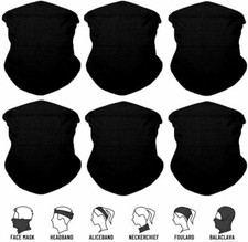 6 Pack Neck Gaiter Bandana Face Mask Cover Headband Balaclava Scarf Windproof