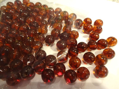 10 - Round cognac  amber beads 10 mm (with hole) !!!