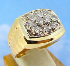 .83 ctw Diamonds Round Cut 14k Yellow Gold Mens Cluster Ring Size 11