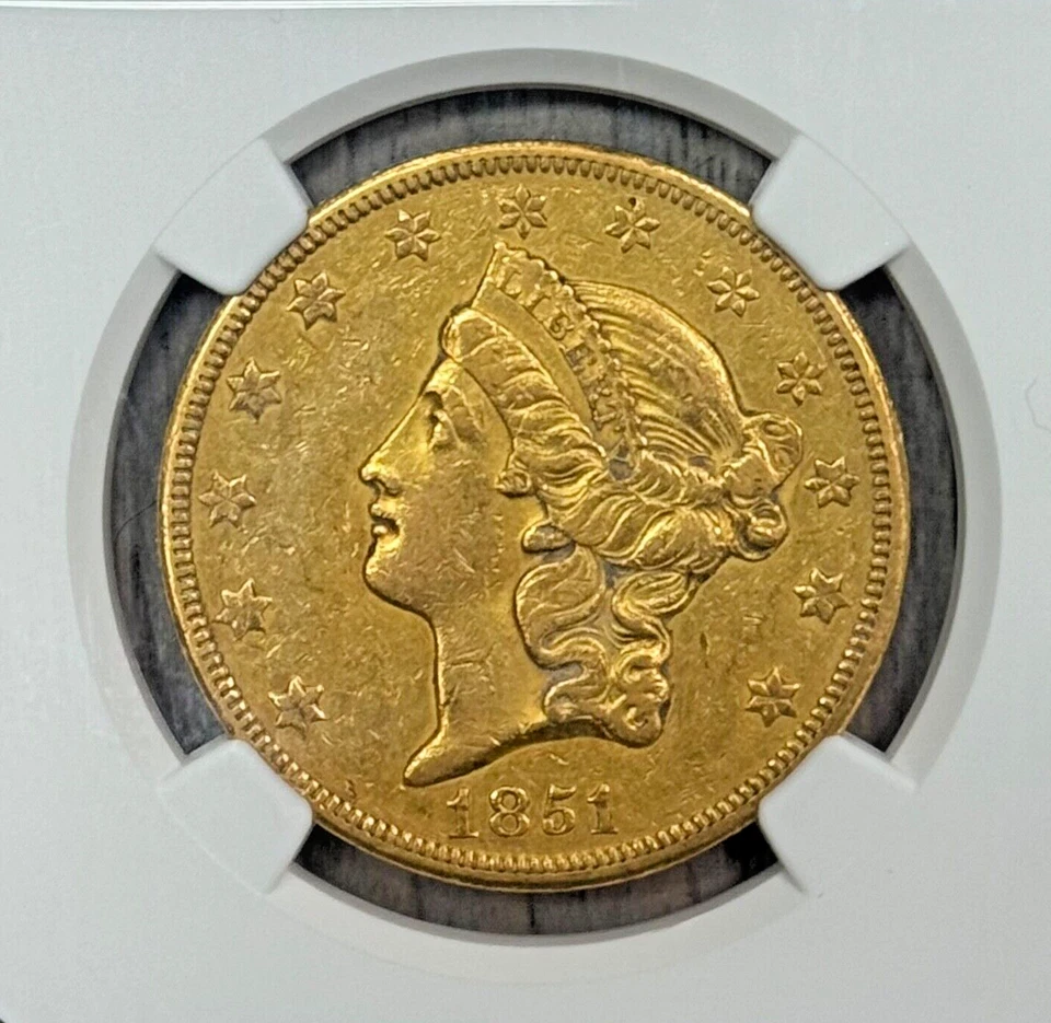 1851 O $20 Liberty Head Double Eagle NGC AU-53, High Grade Semi-Key Date Coin - Image 3 of 4