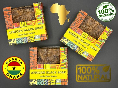 2 x 1lb Raw African Black Soap Organic Bar From Ghana Bulk Face Acne Body Wash