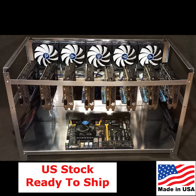 Stackable Heavy Duty 8 GPU Aluminum Mining Rig Frame Open Air Miner Case USA