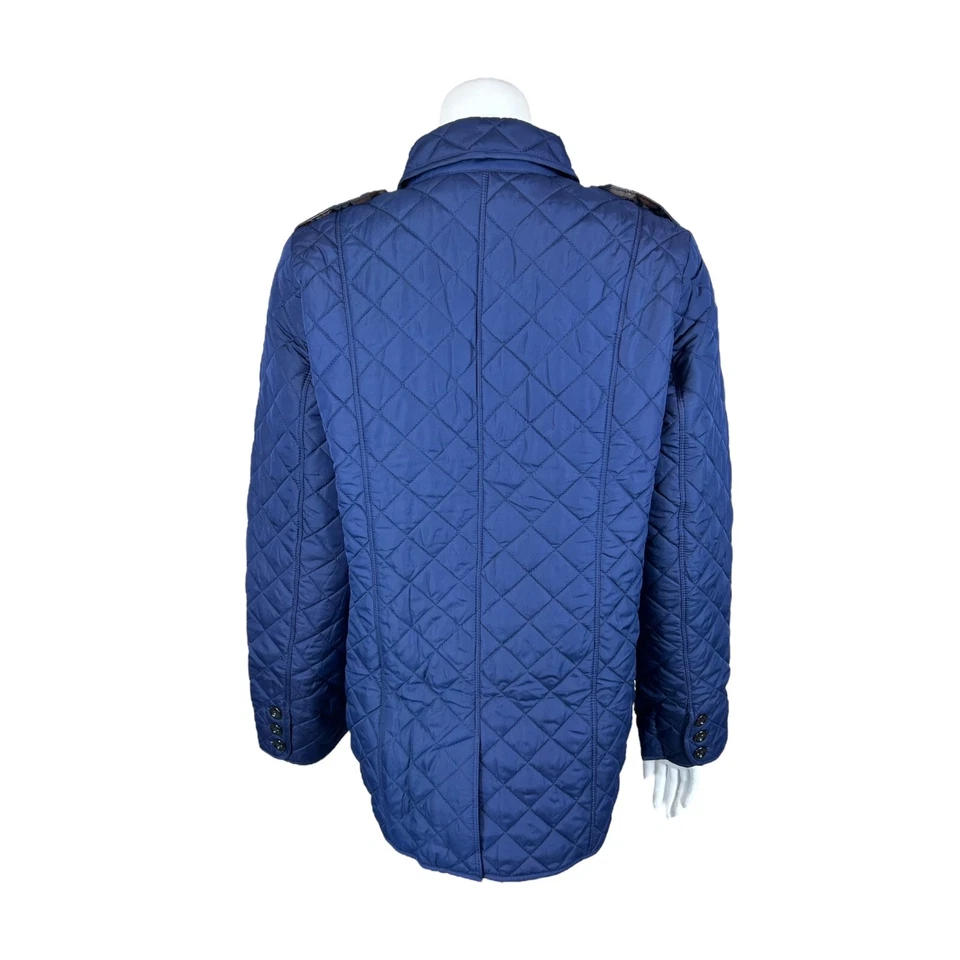 Chaqueta de granero acolchada para mujer Joan Rivers con forro estampado azul marino talla mediana Foto 2 de 2