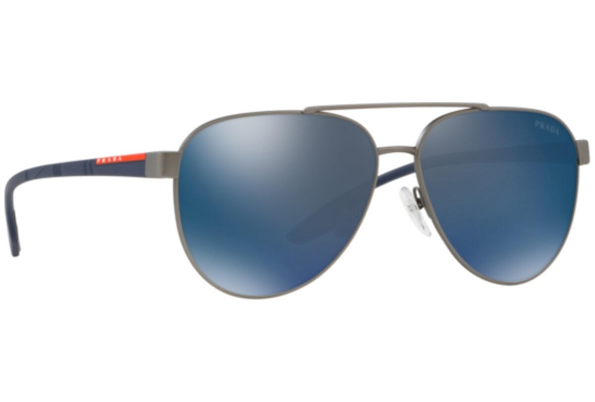 RARE New PRADA Linea Rossa Grey Blue Mirror Sunglasses PS 54TS SPS