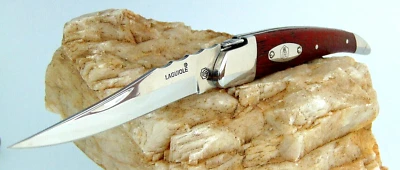 Laguiole Taschenmesser, Klappmesser Echtholzgriff Metallplatte mit Biene Motiv