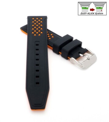 Easy-Klick Silikon Uhrenarmband Modell Sylt schwarz-orange 26 mm
