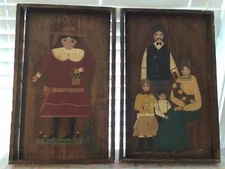 Two Signed Vintage Primitive Folk Art Paintings On Board - NC Rustic Farm House