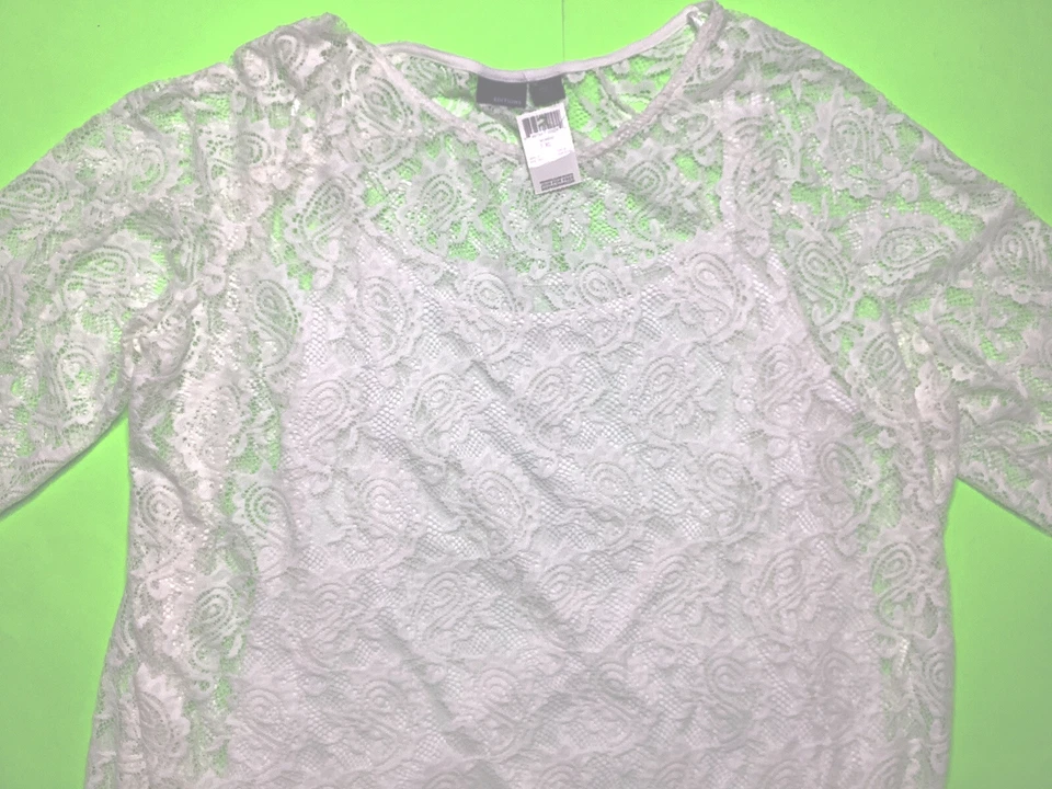 BASIC EDITIONS Women’s 3/4 Sleeve Blouse Size X-Large White - Image 3 of 4