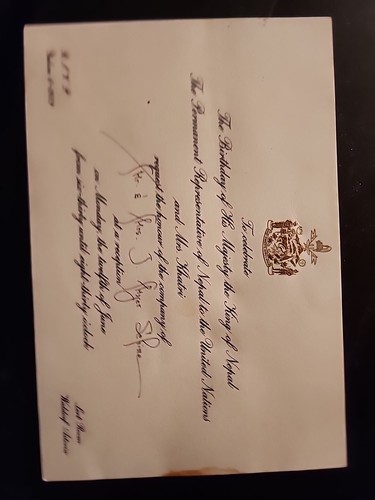 BEAUTIFUL EMBOSSED INVITATION Nepal KING KHATRI BIRTHDAY PARTY @ WALDORF ASTORIA