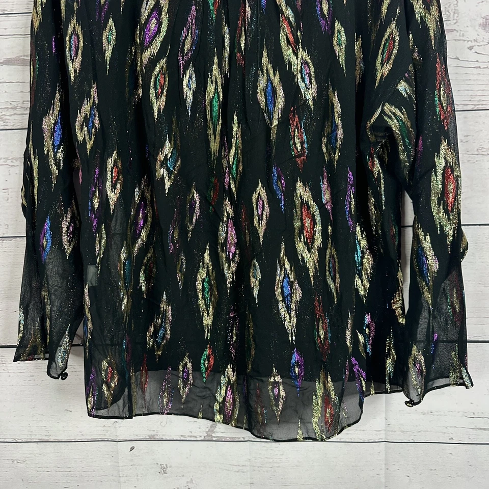 Blusa Metálica Vintage Años 90 Para Mujer Grande Joseph Le Bon Transparente Fluida Fiesta Disco Foto 4 de 4