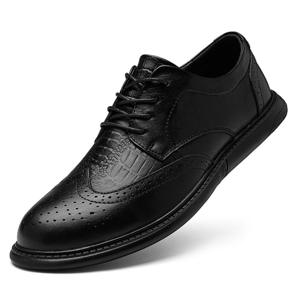 SAOLA Scarpe da lavoro uomo marroni punta ala Brogue Derby eleganti stringate in pelle