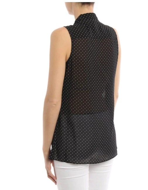 MICHAEL KORS Camisa sin mangas de crepé a lunares, talla 6 Foto 3 de 4