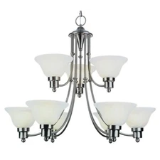 Bel Air Lighting Stewart 9-Light Brushed Nickel Chandelier with Marbleized Glass