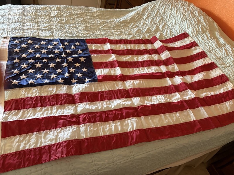 Perma-Nyl American Flag Valley Forge Sewn Stripes Embroidered Star Heavy Canvas 