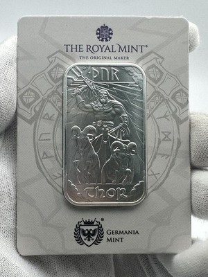 Norse Gods THOR 1 oz .9999 Fine Silver Bar / Germania Mint New