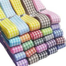 50Yards 15Mm 5/8" Assorted Lots 25 Colors Gingham Ribbon Craft DIY Gift Packing