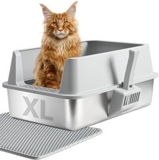 XL Stainless Steel Cat Litter Box 23"x14.7"x10", Easy Clean Non Stick