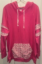 Ampersand Avenue Side Slit hoodie Sz XL Pink With Lace Detail