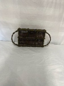 Vintage Rustic Twig and Faux Moss 6-Slot Bottle Caddy Basket with Handles
