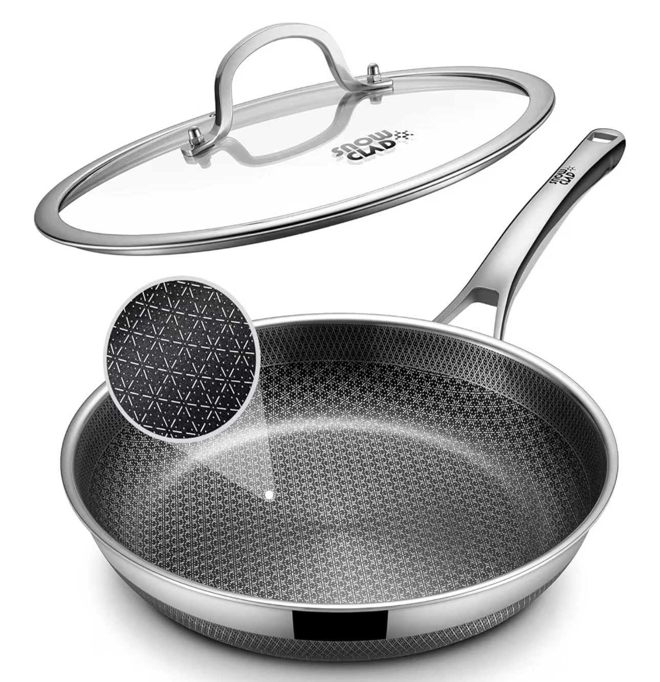 Yonida Non Stick Frying Pans, 12-inch with Lid, 12 inch, Stainless Steel