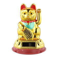 1Pcs Eco Friendly Solar Waving Lucky Cat Ornament, Continuous Swinging Motion, E