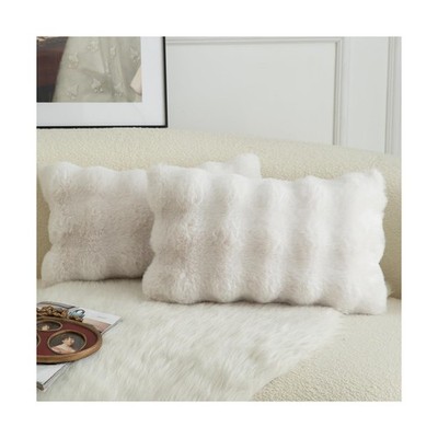 MANDIOO Pack of 2 Thick Plush Wool Decorative Throw Pillow Covers Super Soft ...
