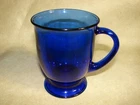 Vintage Anchor Hocking Cobalt Blue Glass 5" Footed 16 oz Coffee Mug USA