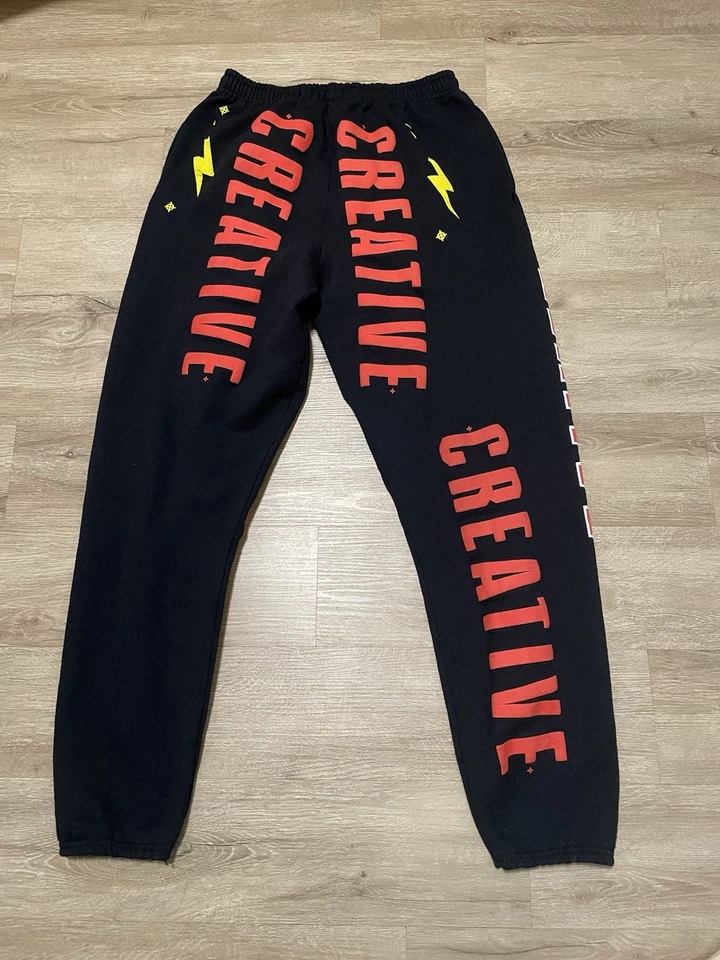 VTG Jerzees Creative Sweatpants Mens Sz M Black Fleece Blank Joggers Y2K - Image 2 of 4