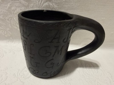 L. Bigmeat Maney-Cherokee,NC-Blackware Cherokee Syllabary(Alphabet)Pottery Mug