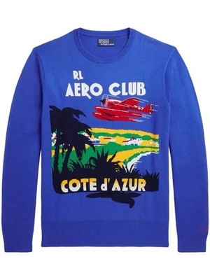 Polo Ralph Lauren Mens XL Blue Label Aero Club Cote D  Knit Sweater $350