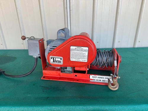 Vintage Thern Electric Worm Gear Winch 1300 lbs 473A1B with Mount Bracket Motor