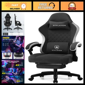 Ergonomic Gaming Chair with Footrest, Lumbar Support, High Back, Pocket Spring C