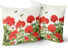 Spring Summer Pillow Covers 18x18 18" x Pack of 2 , Geranium
