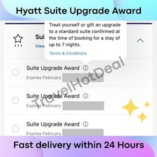 Hyatt Suite Upgrade Award - max 7 Nights EXP 2/2027