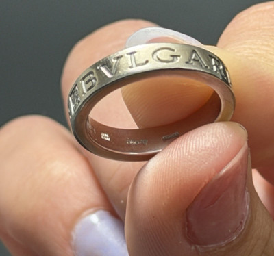 BVLGARI 18k White Gold Band Ring Size US 6.5- Size EU 53 
