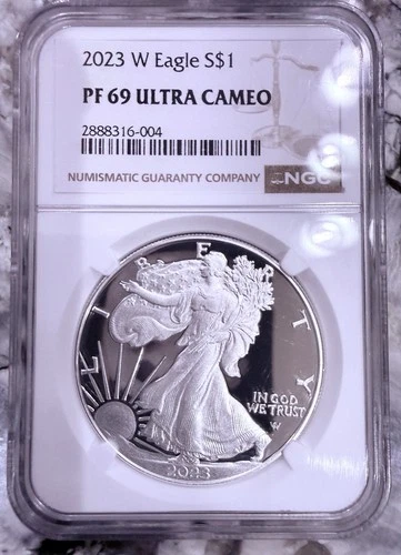 2023 W SILVER AMERICAN EAGLE  NGC PF69 ULTRA CAMEO ENCAPSULATED BEAUTIFUL LUSTER