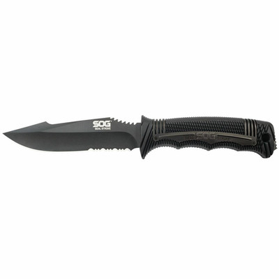 SOG #SS1003-CP SEAL Strike Fixed 4.9'' Black TiNi Combo Blade, Deluxe Sheath