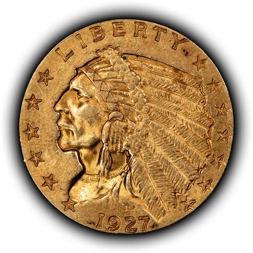 1927 G$2.50 Indian Head Gold Quarter Eagle - Luster - AU - SKU-G5506