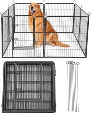 Heavy Duty Metal Dog Playpen with Gate, Portable Panels Pet Fence for Large Dogs