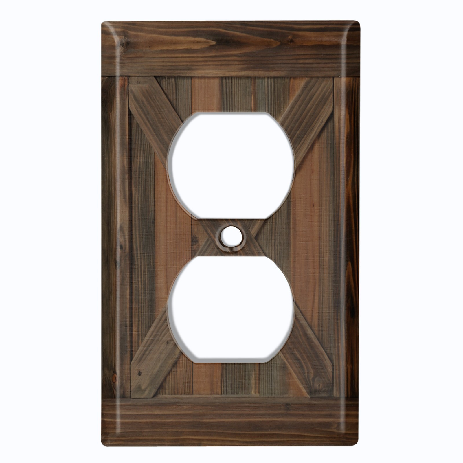 Metal Light Switch Outlet Cover Wall Plate Dark Brown Barndoor Wood PRINT FME149