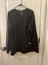 HH Works By Healing Hands Womens Scrub Jacket Nurse Medical Size 2X Black