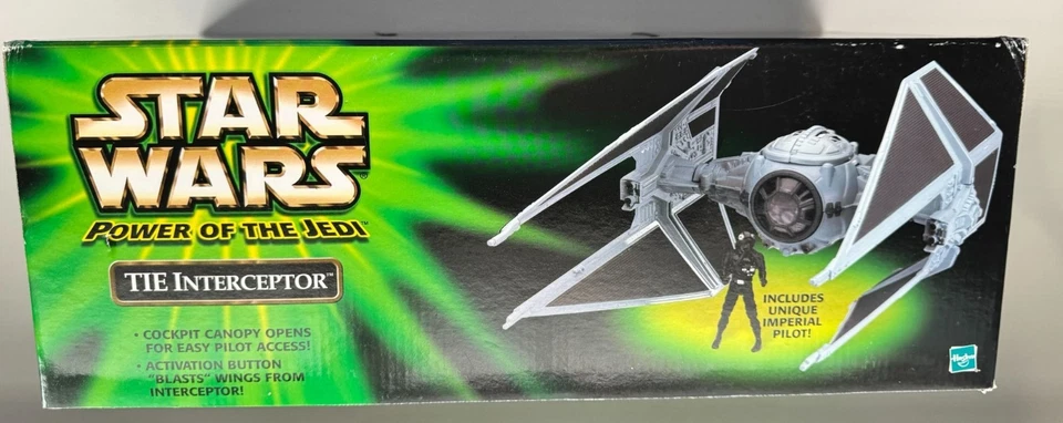 Star Wars Power of the Jedi TIE INTERCEPTOR + Imperial Pilot Hasbro New Sealed - Image 3 of 4