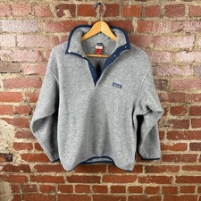 Patagonia Synchilla Pullover Youth XL Gray Snap-T Fleece Blue Trim Long Sleeve