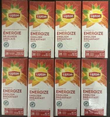 8X LIPTON A Moment To Energize English Breakfast Black Tea Bags 28 Count BB11/25